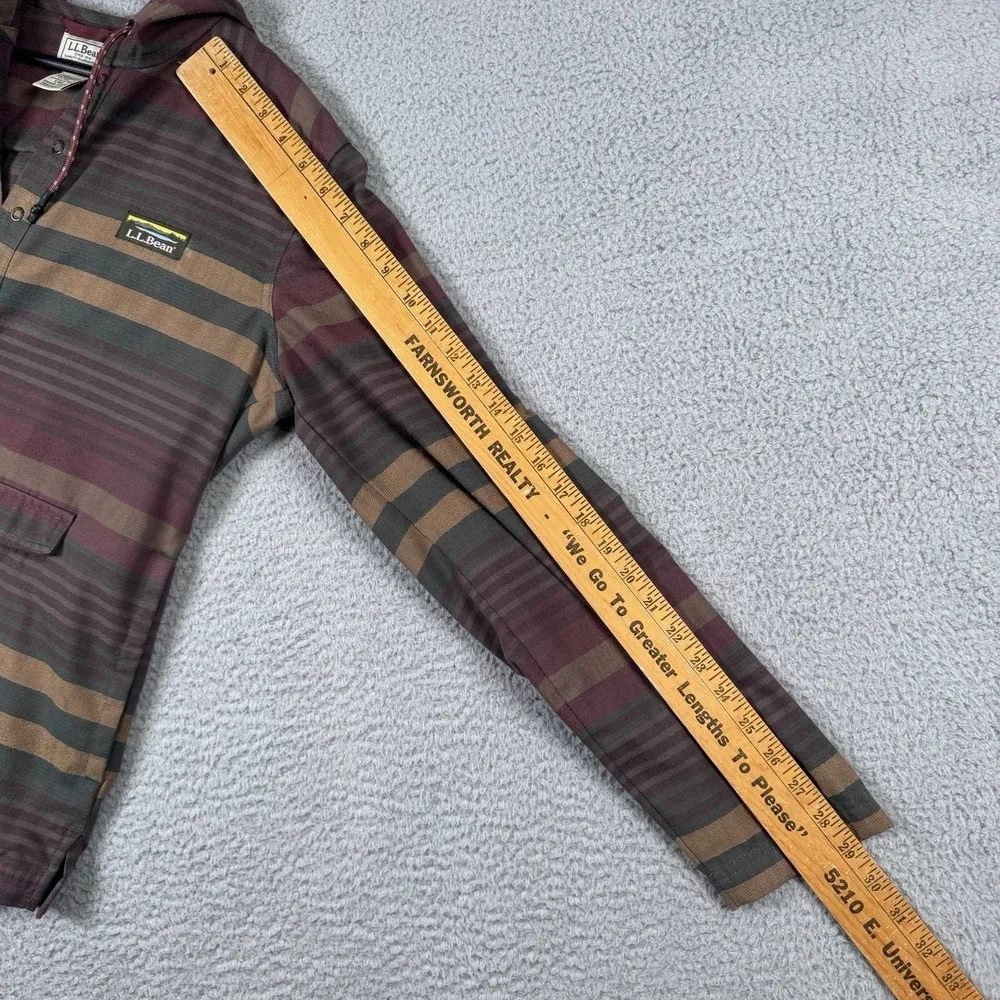 LL Bean Anorak Hoodie Mens Small Multicolor Katahdin Striped Pouch 511616